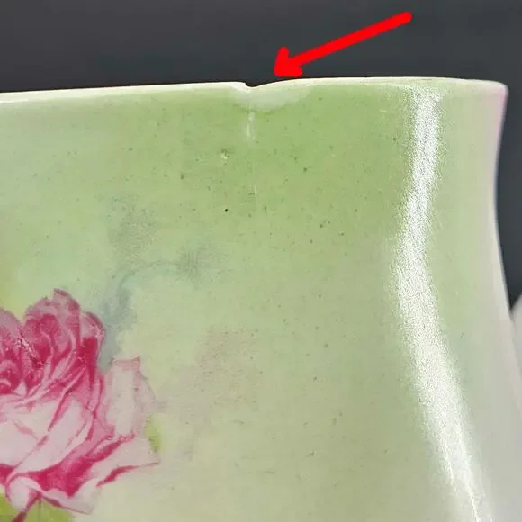 Antique Victorian Floral Hand Painted delicate porcelain Biscuit Jar w Lid